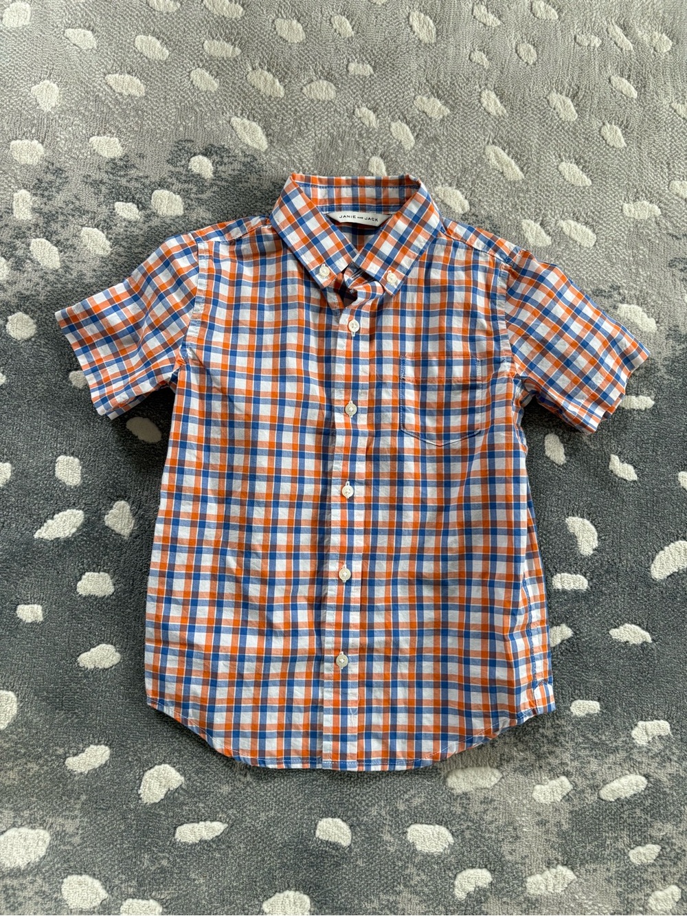 Janie and Jack Orange and Blue Checkered Button Down Shirt
